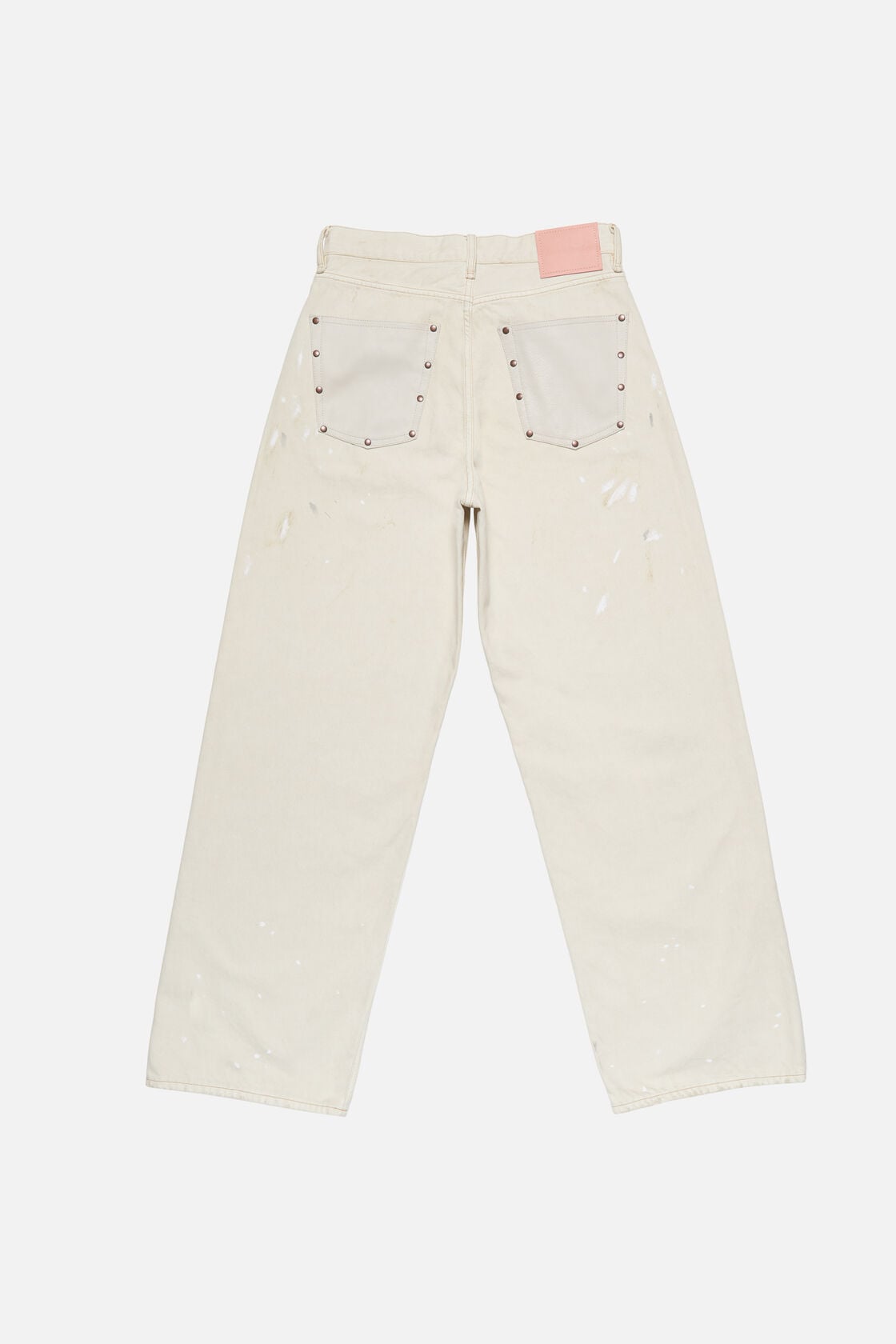 Acne Studios Loose fit jeans with leather pockets - White