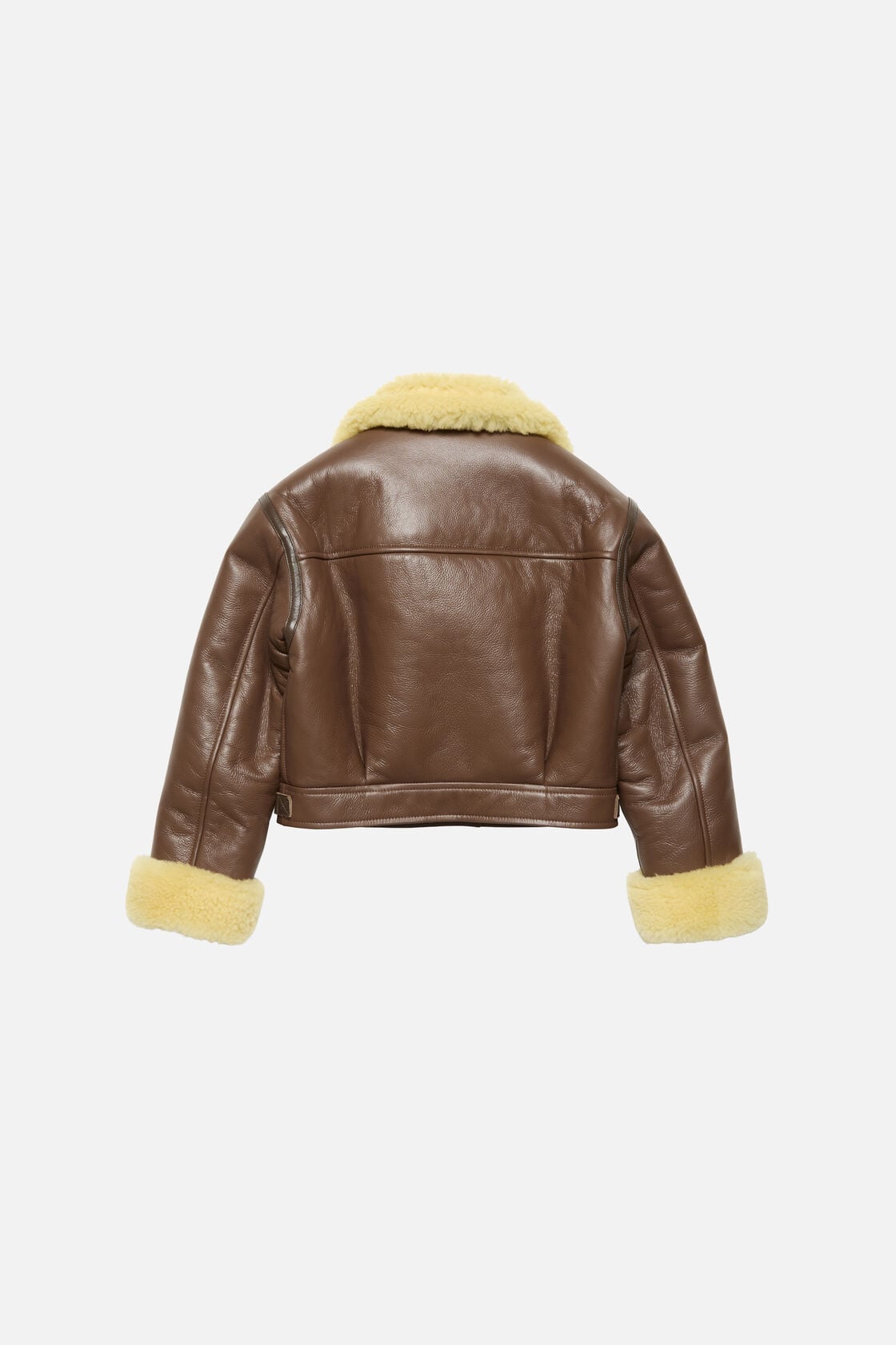 Acne Studios Shearling biker jacket - Mid brown/pale yellow