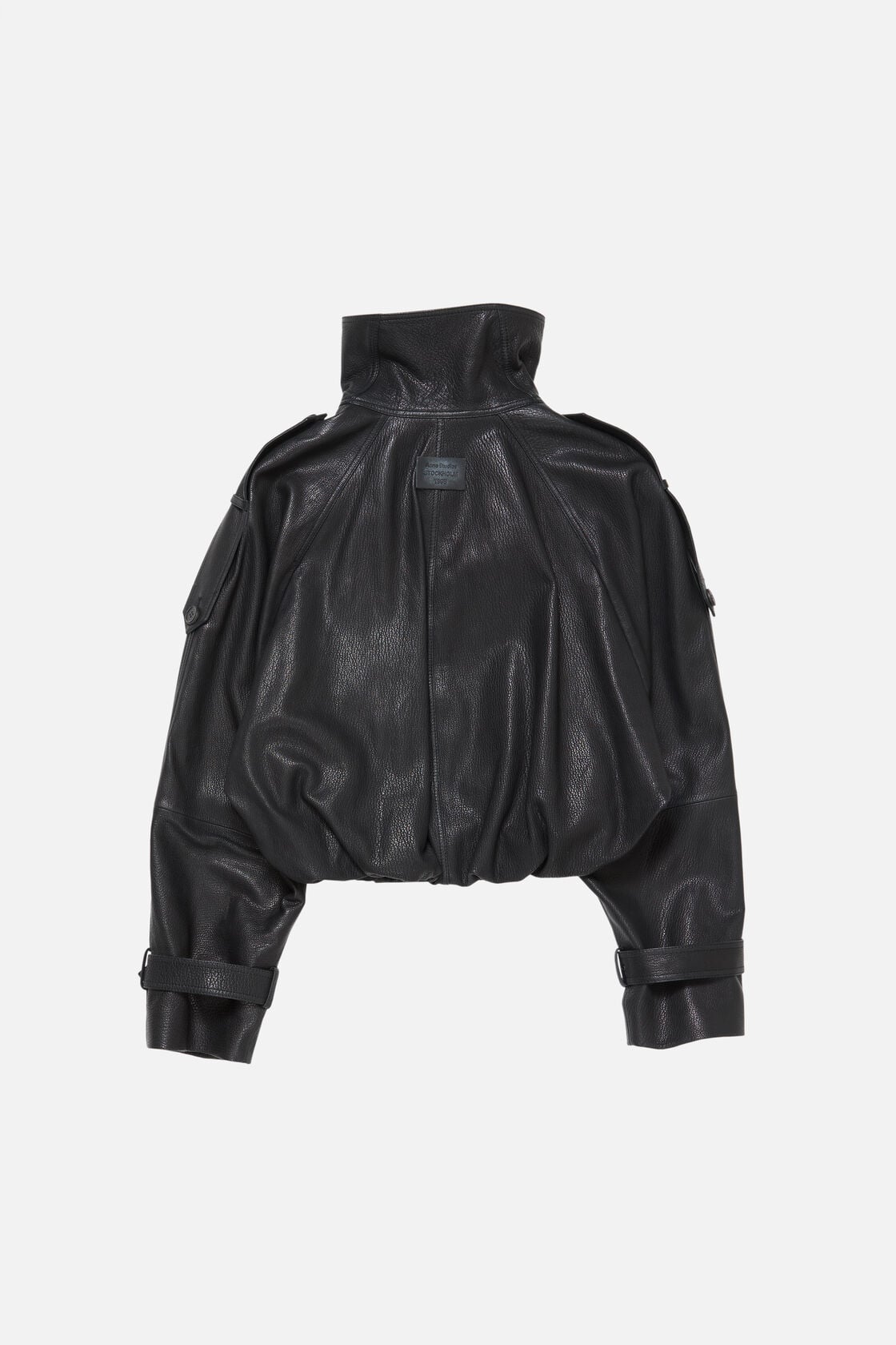 Acne Studios Cropped leather trench coat - Black