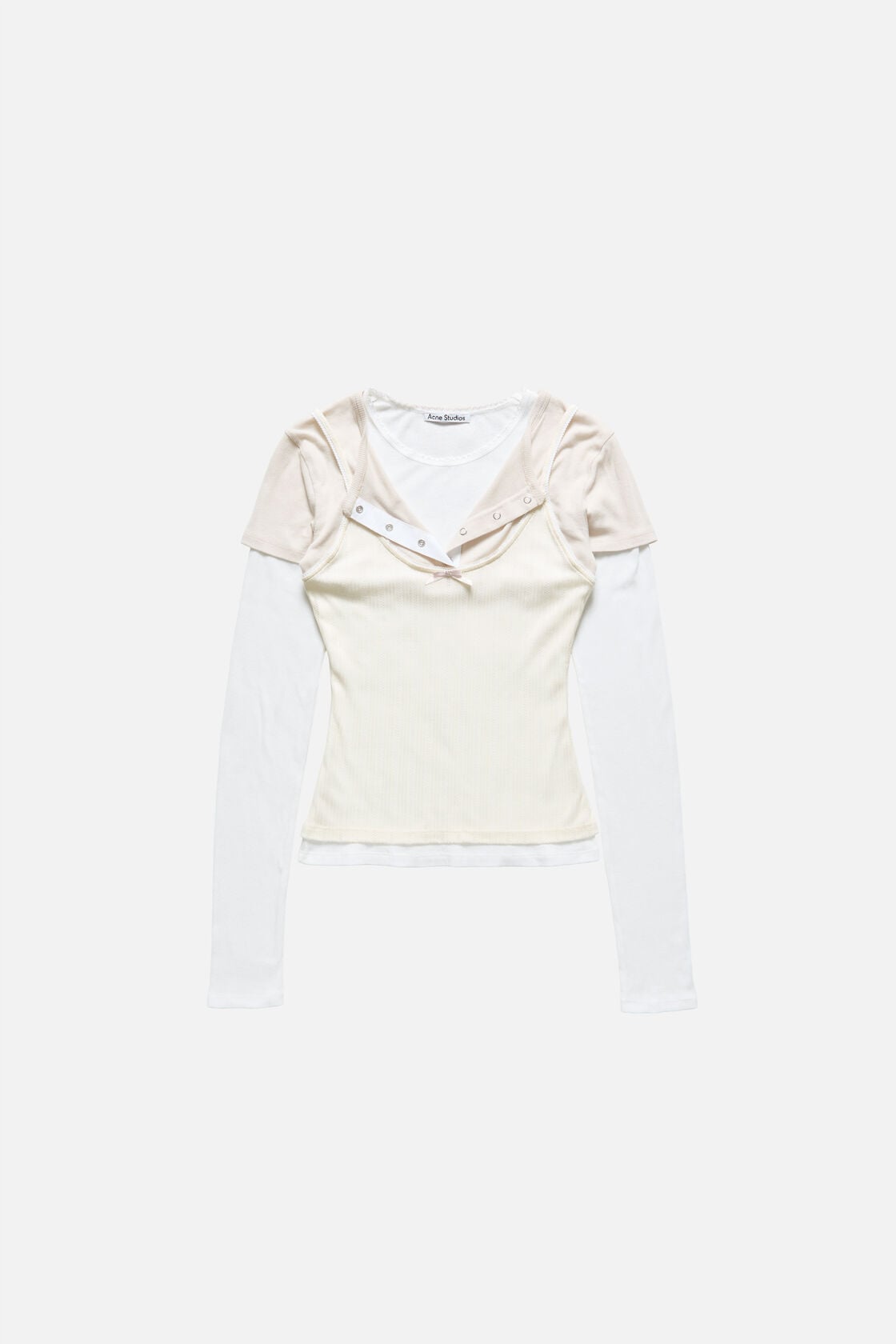 Acne Studios Layered jersey shirt with bow - White/Off White