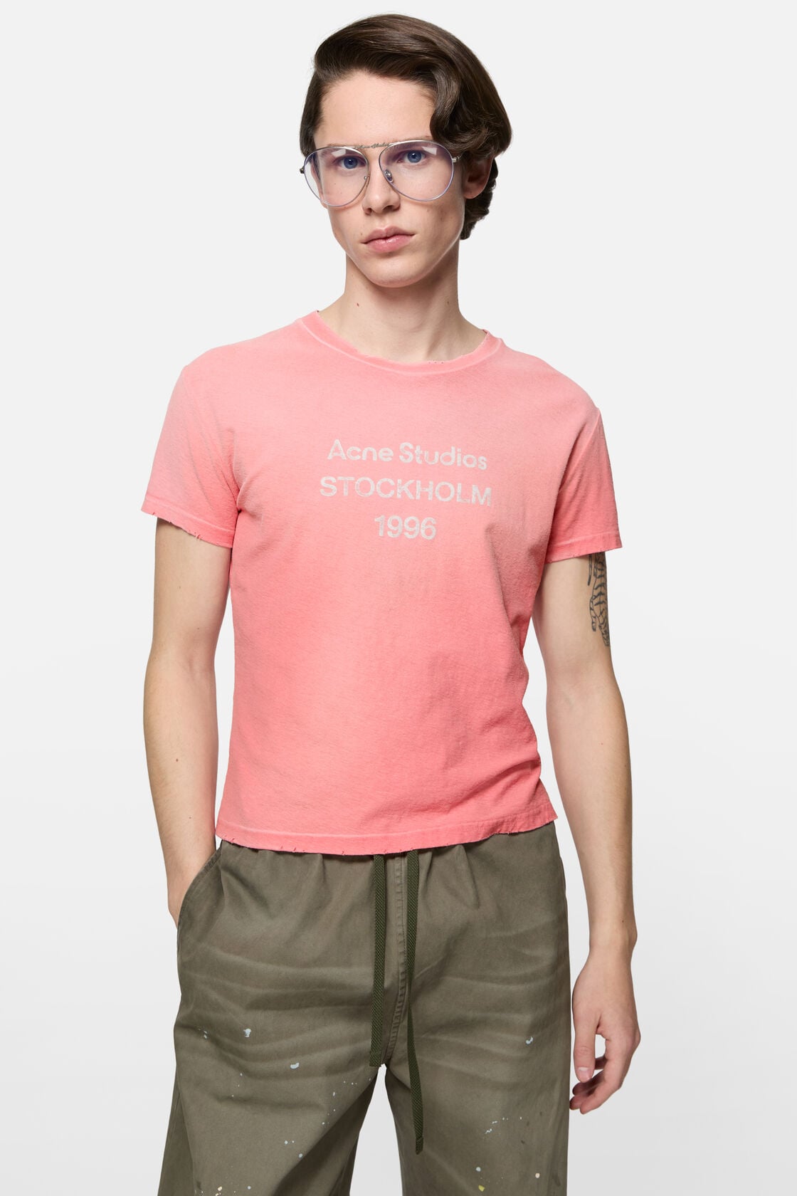 Acne Studios Fitted logo t-shirt - Tango pink