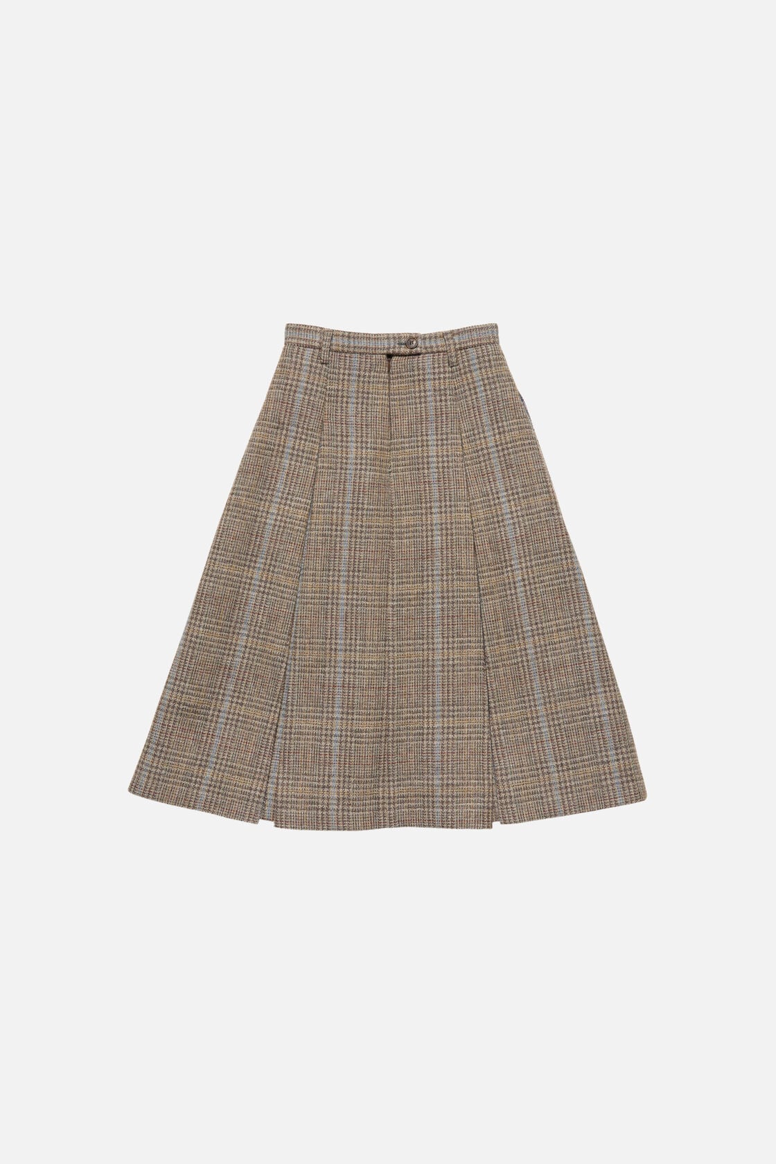 Acne Studios Long pleated wool skirt - Brown/blue multi