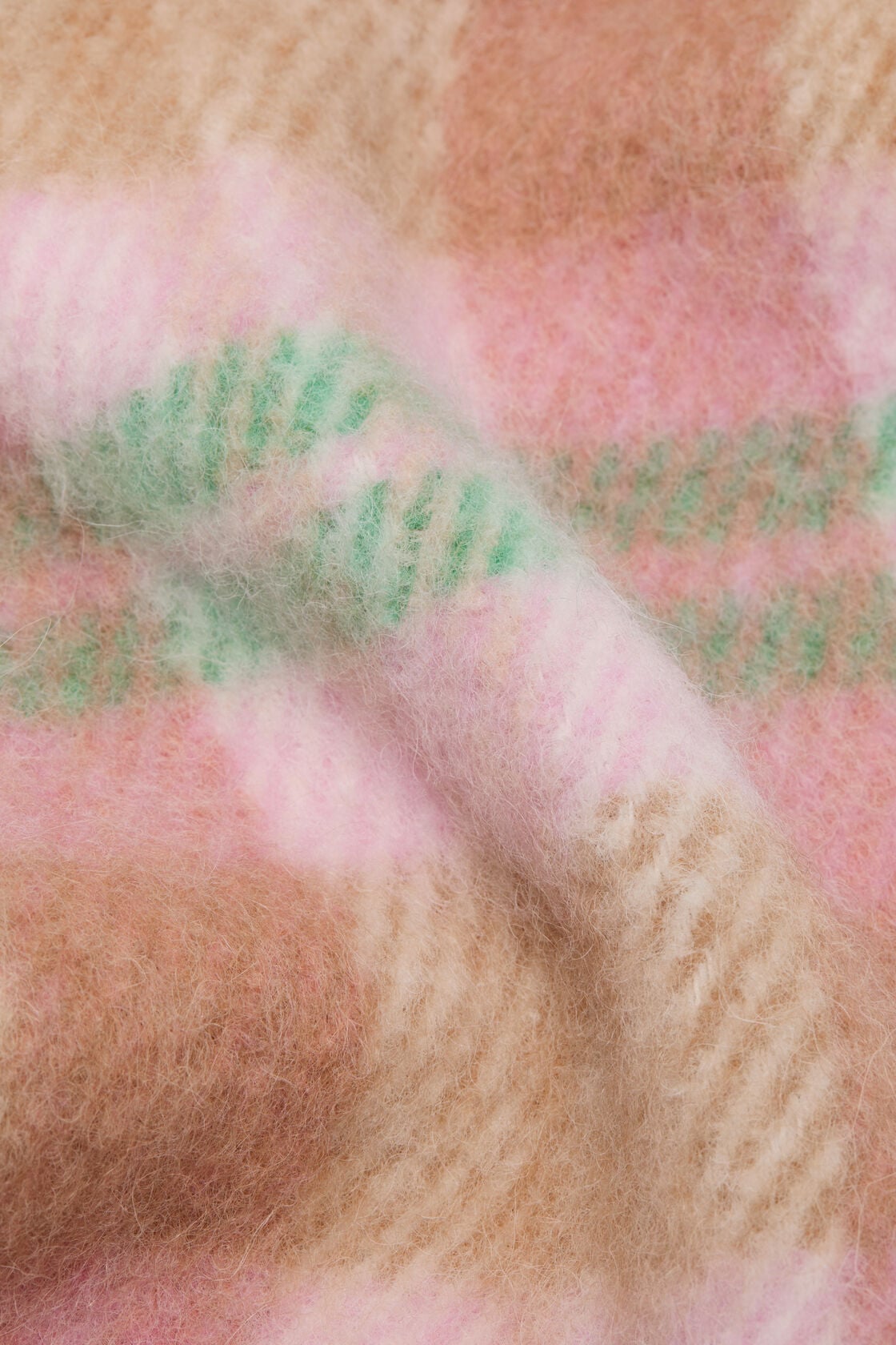 Acne Studios Fringed alpaca-wool scarf - Pastel pink/mint green