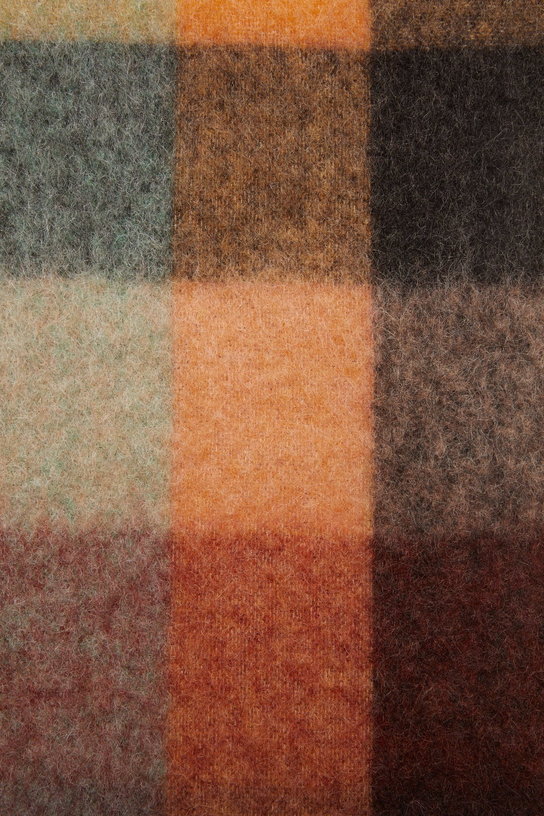 Acne Studios Mohair checked scarf - Chestnut brown/yellow/green