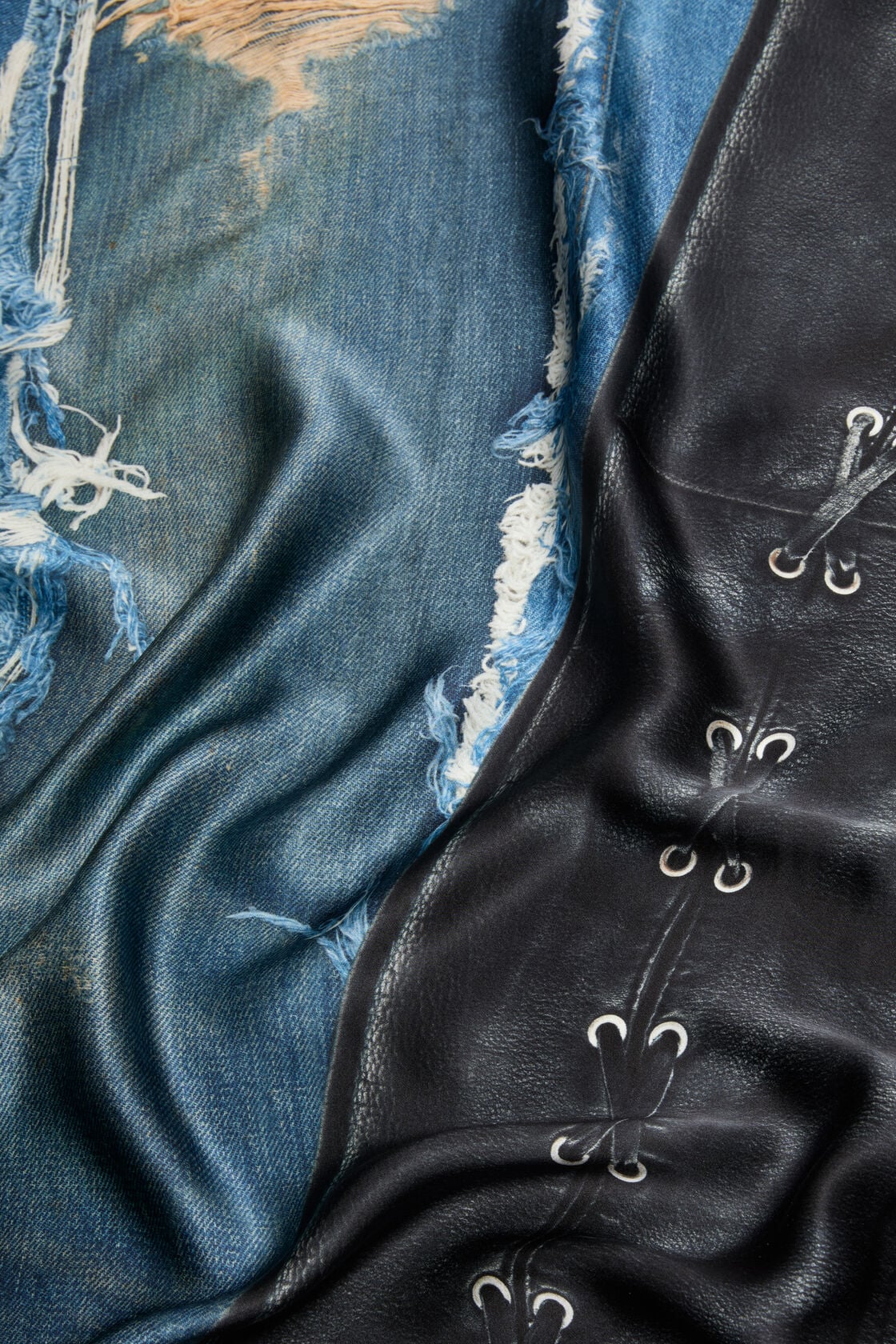 Acne Studios Printed silk scarf - Black/blue
