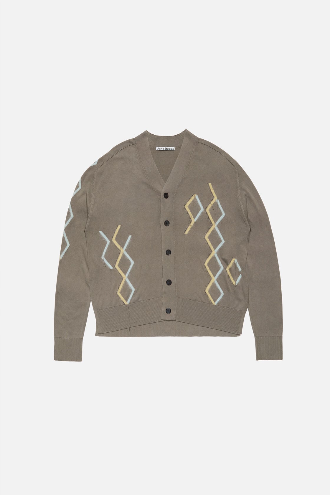 Acne Studios Argyle knit cardigan - Taupe Brown