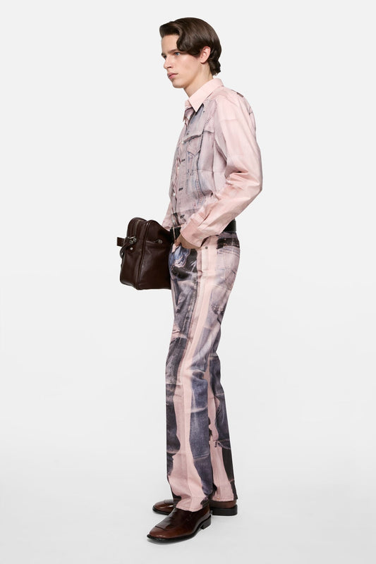Acne Studios Trompe-l'œil photocopy jeans - 1996M - Pink/blue