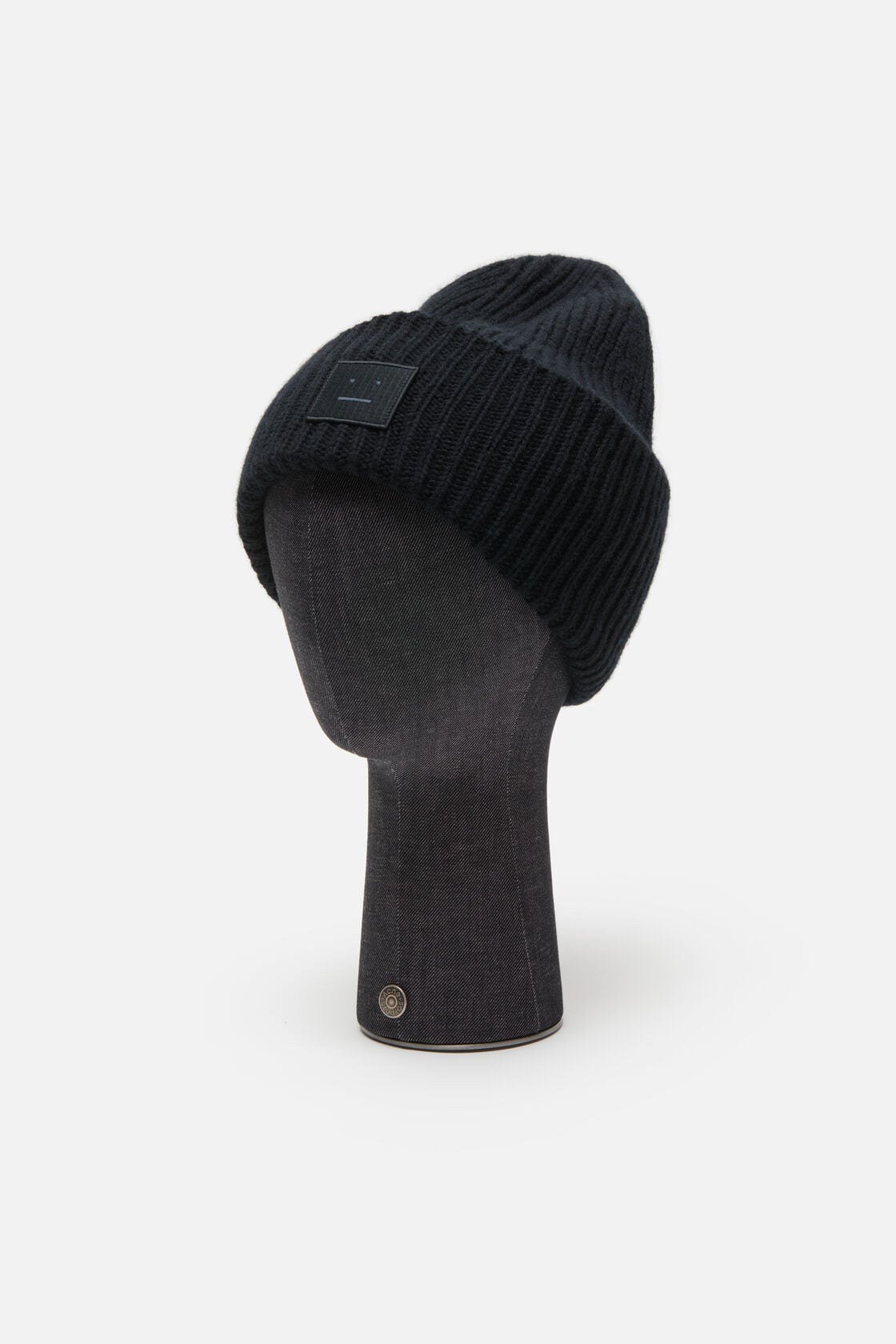 Acne Studios Large face logo beanie - Yak - Black
