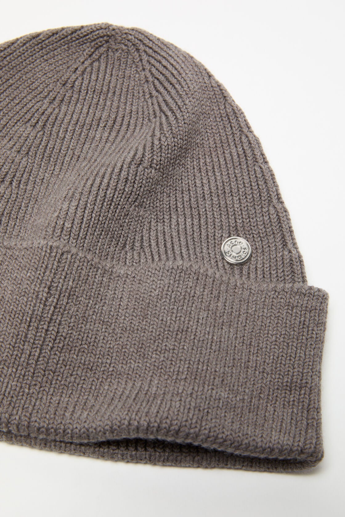 Acne Studios Wool beanie with rivet - Warm Grey Melange