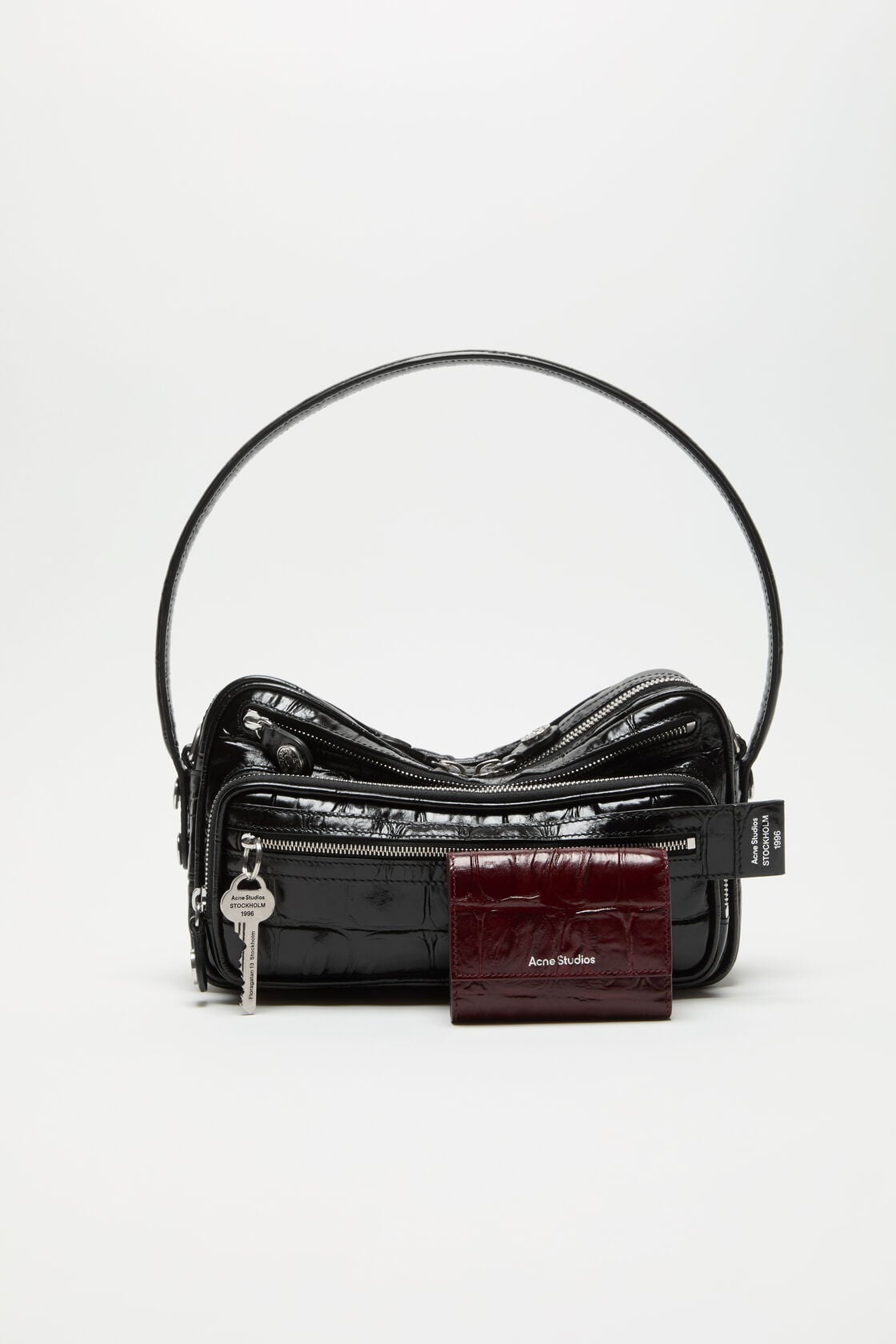 Acne Studios Trifold leather wallet - Burgundy