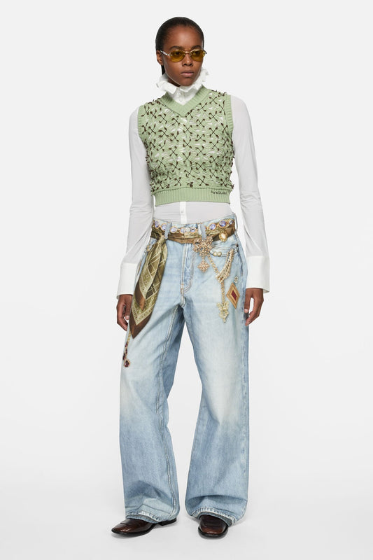Acne Studios Trompe-l'œil jewellery jeans - 1981 - Light blue