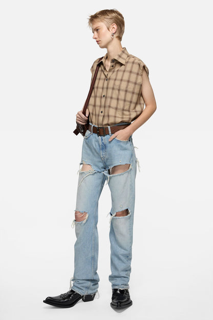 Acne Studios Regular fit distressed jeans - 2010F - Light blue