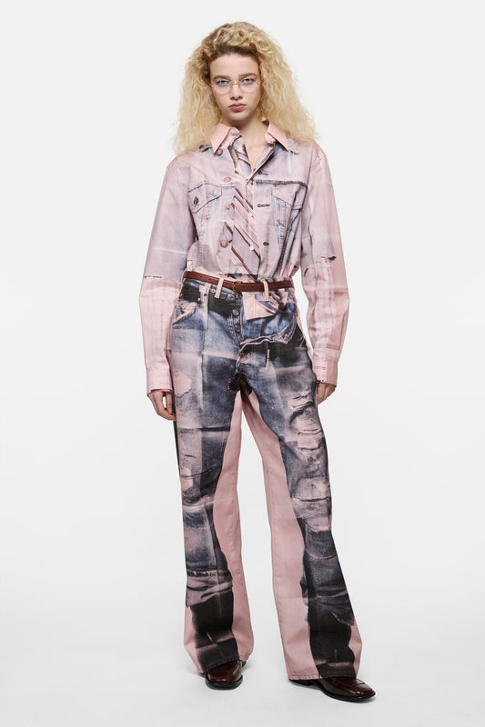 Acne Studios Trompe-l'œil photocopy jeans - 1981 - Pink/blue