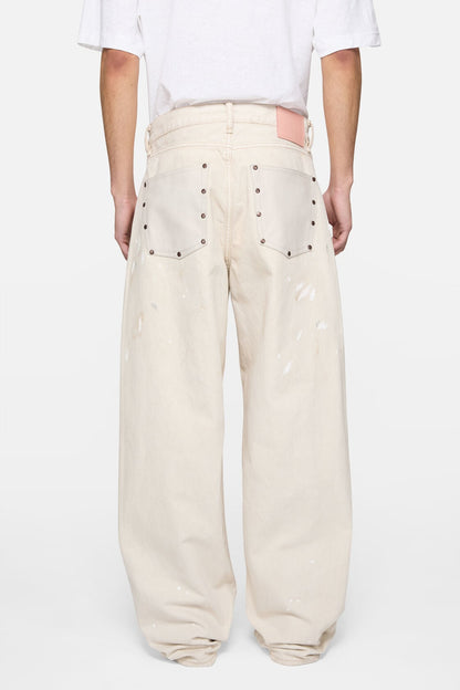 Acne Studios Loose fit jeans with leather pockets - White