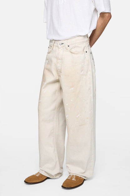Acne Studios Loose fit jeans with leather pockets - White