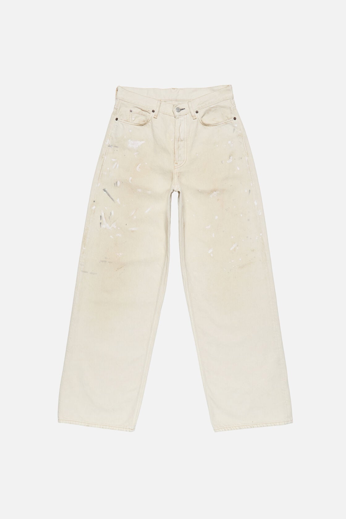 Acne Studios Loose fit jeans with leather pockets - White