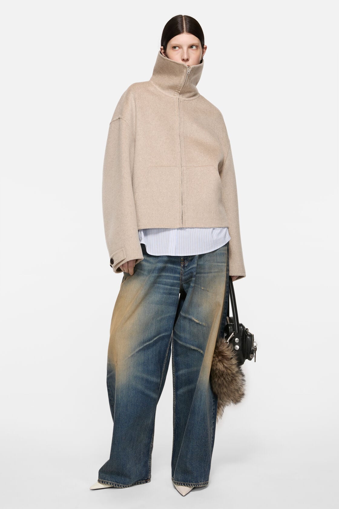 Acne Studios Wool zip jacket - Oatmeal melange