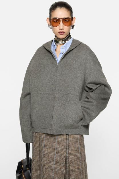 Acne Studios Cashmere jacket with hood - Vintage grey melange