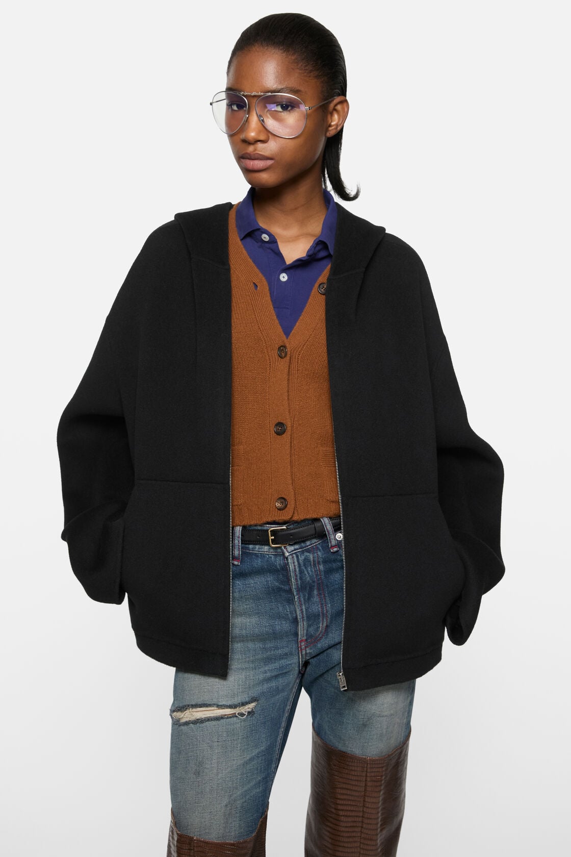 Acne Studios Cashmere jacket with hood - Black