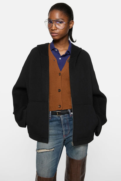 Acne Studios Cashmere jacket with hood - Black
