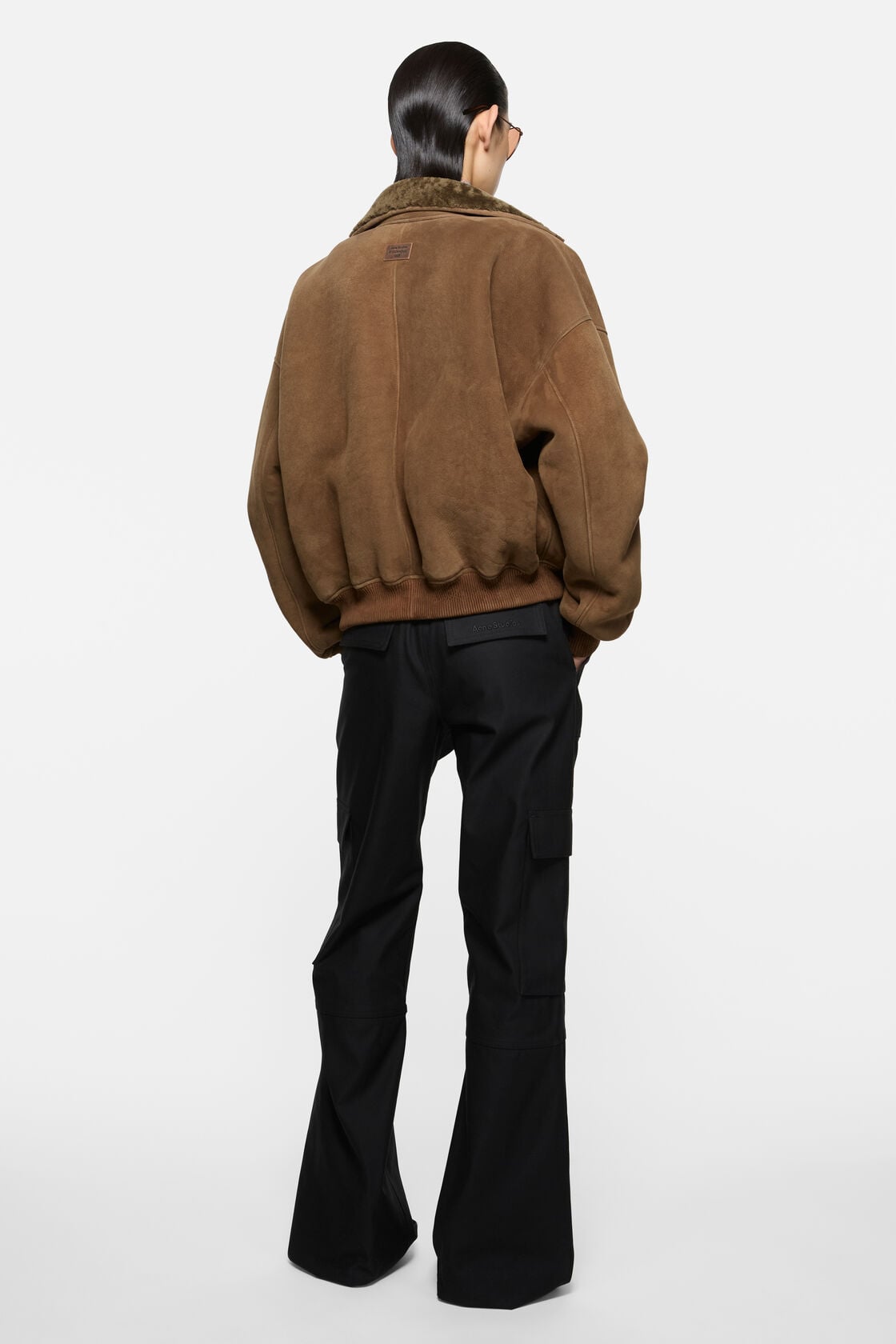 Acne Studios Shearling Bomber Jacket - Chestnut brown