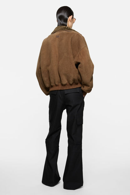 Acne Studios Shearling Bomber Jacket - Chestnut brown