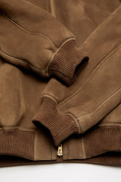 Acne Studios Shearling Bomber Jacket - Chestnut brown