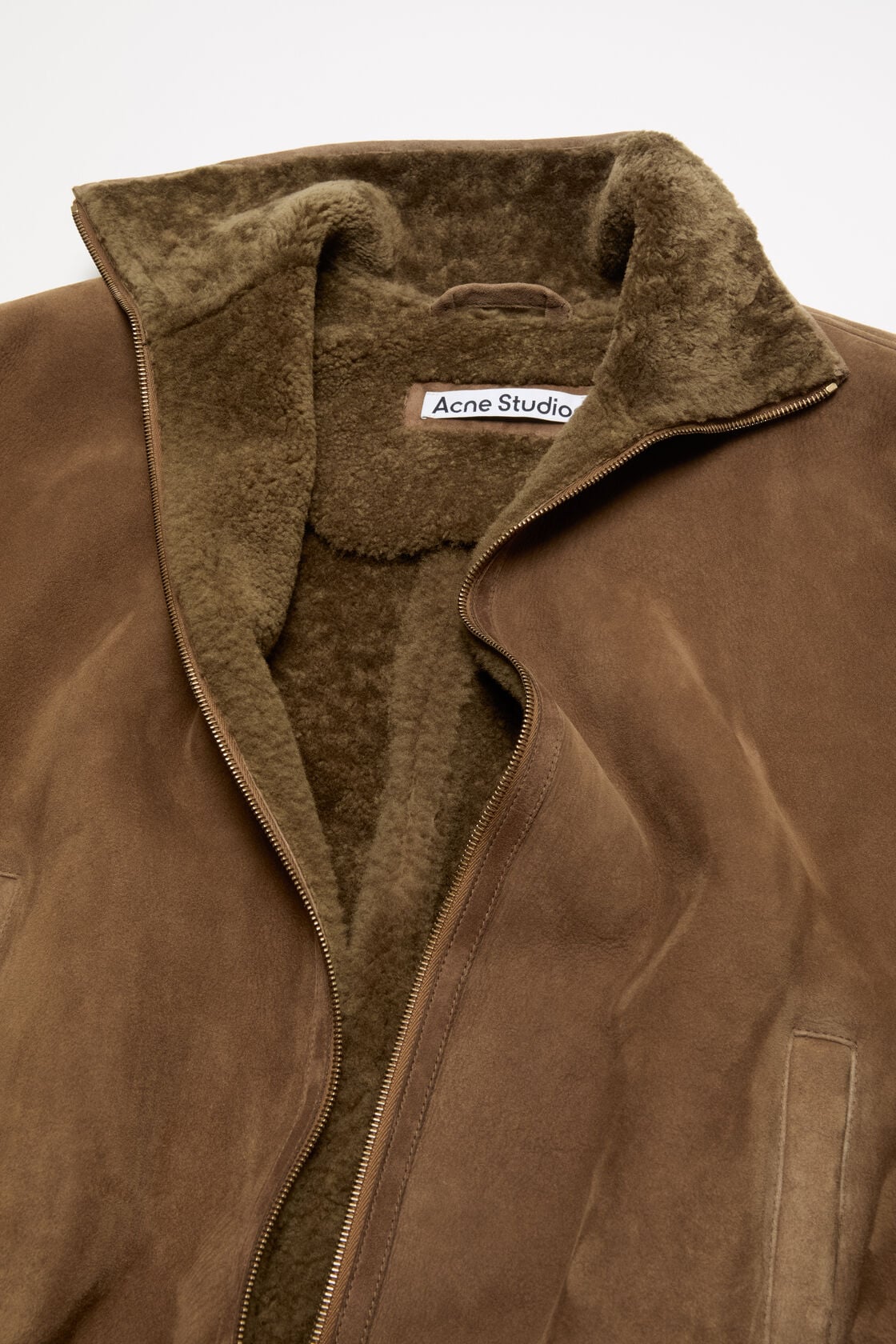 Acne Studios Shearling Bomber Jacket - Chestnut brown