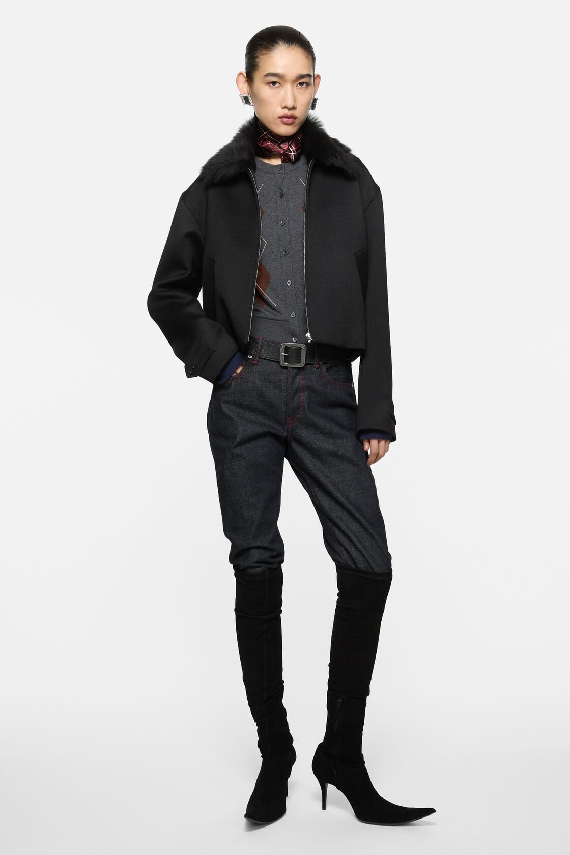 Acne Studios Satin-Wool Bomber Jacket - Black