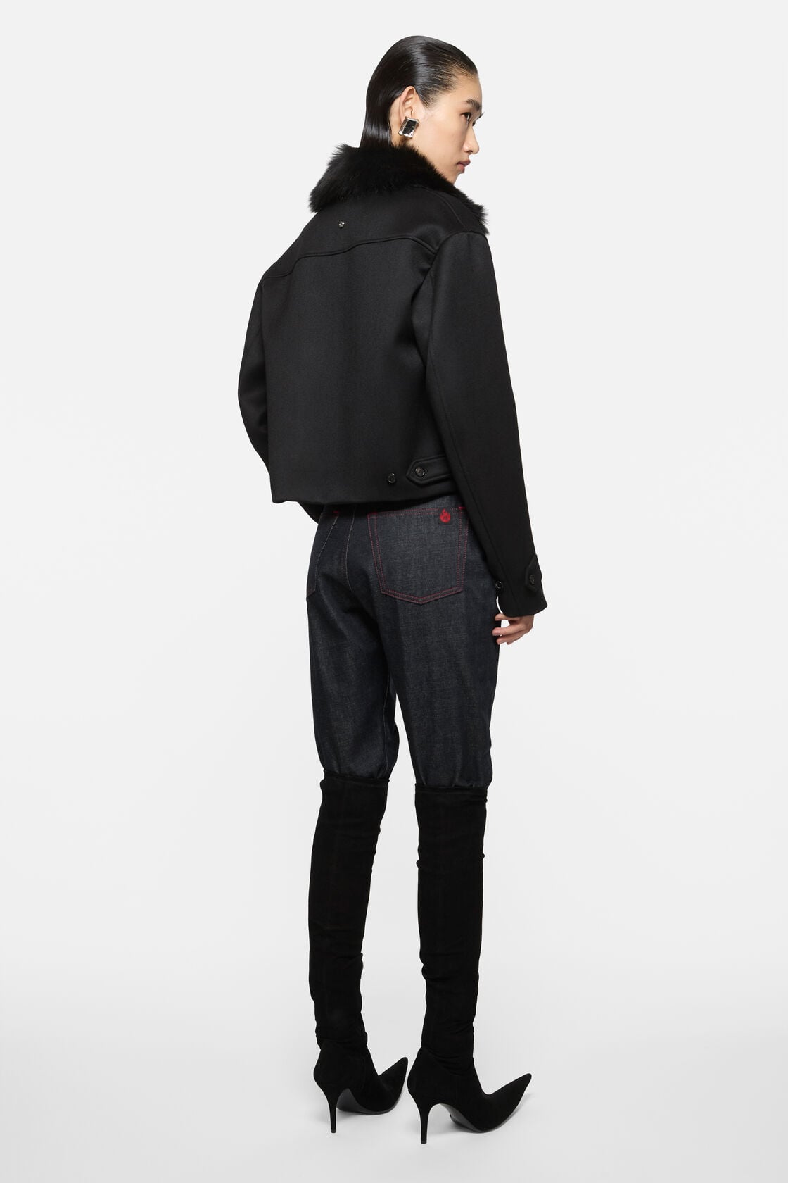 Acne Studios Satin-Wool Bomber Jacket - Black