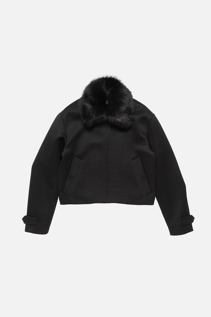 Acne Studios Satin-Wool Bomber Jacket - Black