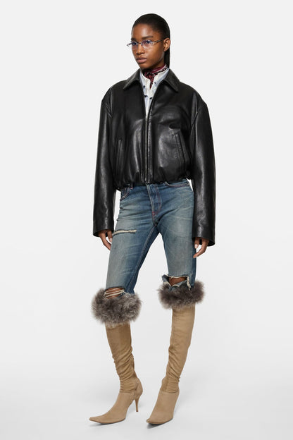 Acne Studios Leather bomber jacket - Black