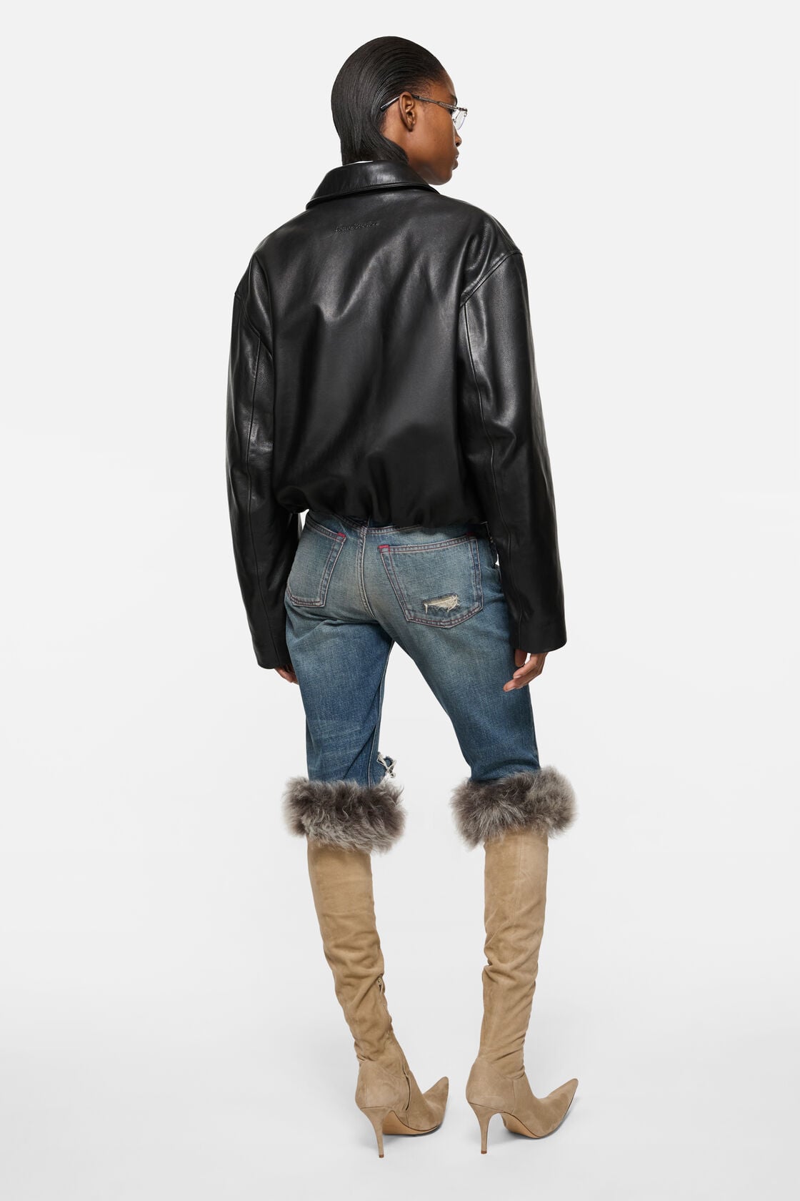 Acne Studios Leather bomber jacket - Black
