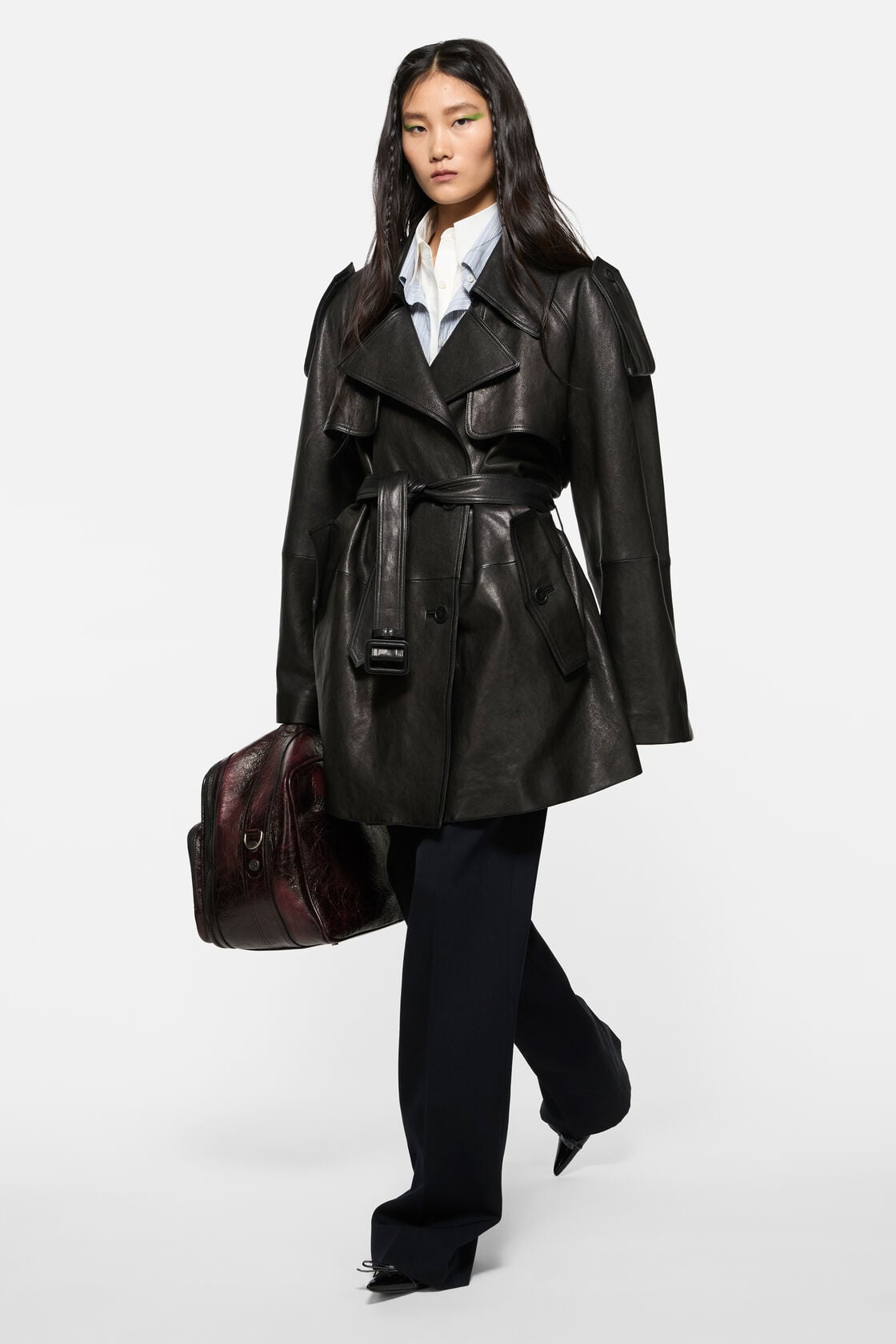 Acne Studios Leather trench coat - Black
