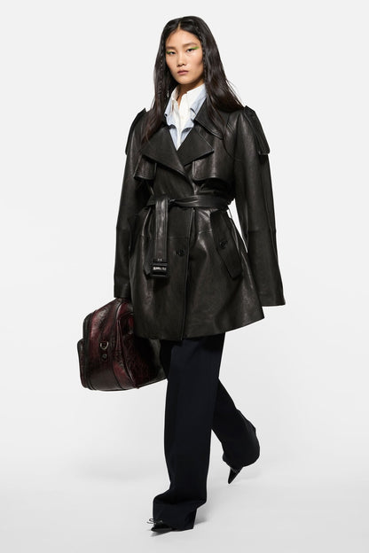 Acne Studios Leather trench coat - Black