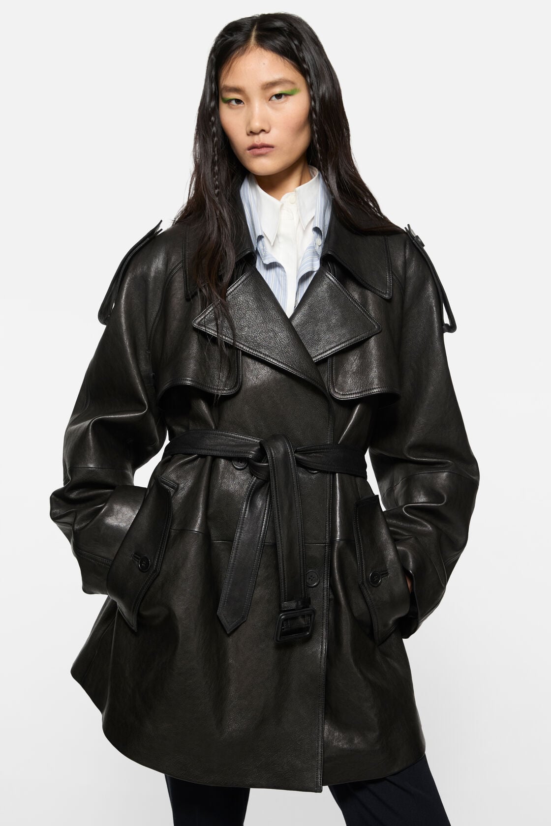 Acne Studios Leather trench coat - Black