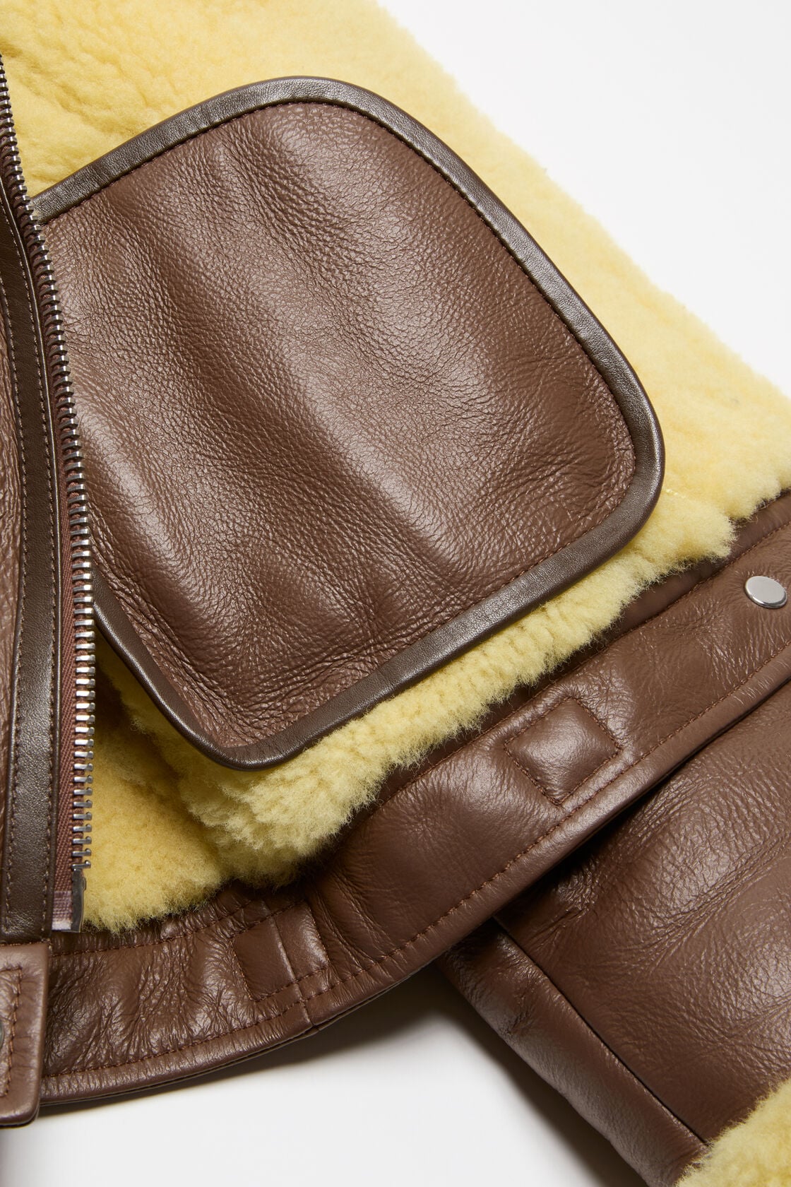 Acne Studios Shearling biker jacket - Mid brown/pale yellow