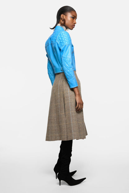 Acne Studios Leather biker jacket - Aqua blue