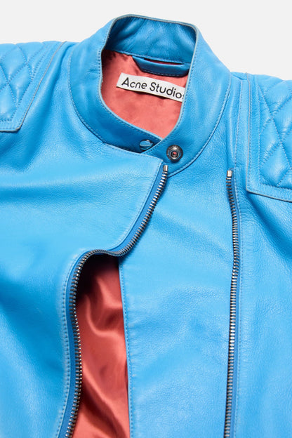 Acne Studios Leather biker jacket - Aqua blue