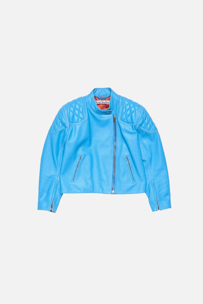 Acne Studios Leather biker jacket - Aqua blue