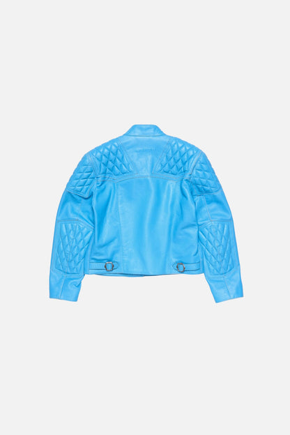 Acne Studios Leather biker jacket - Aqua blue