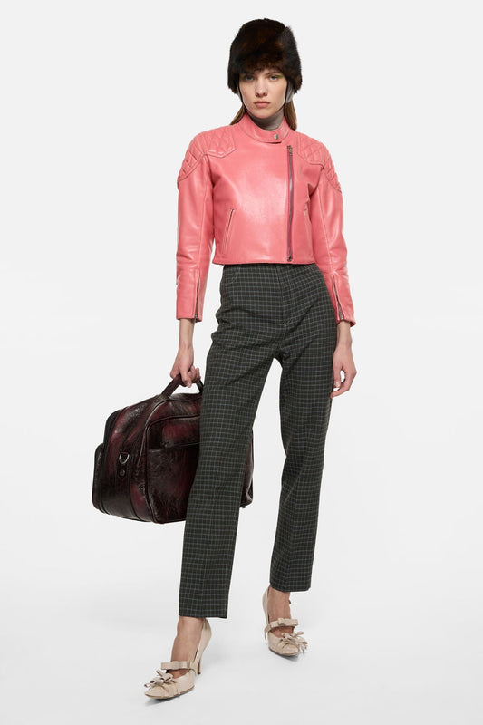 Acne Studios Leather biker jacket - Bubblegum pink