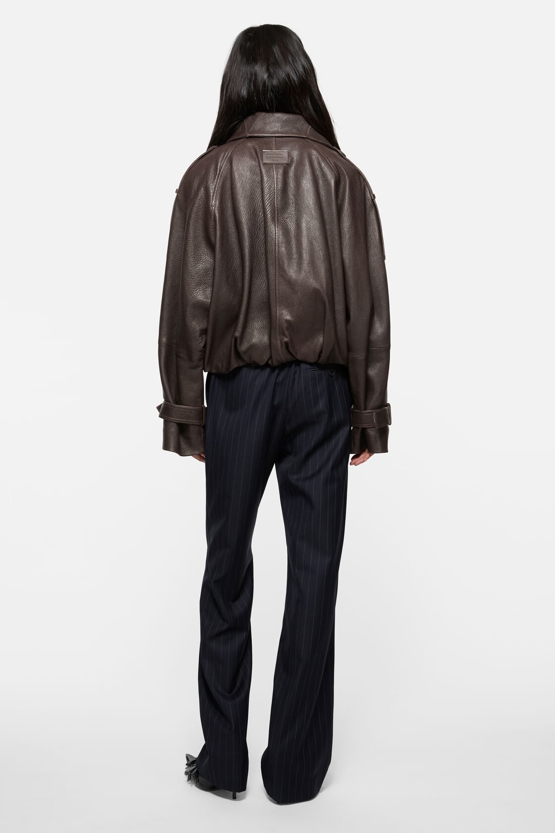 Acne Studios Cropped leather trench coat - Dark brown
