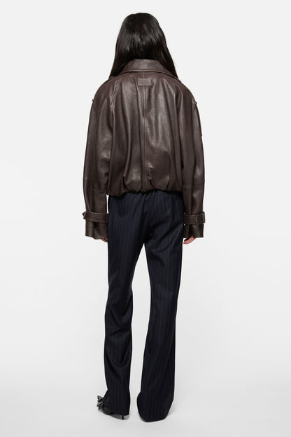 Acne Studios Cropped leather trench coat - Dark brown
