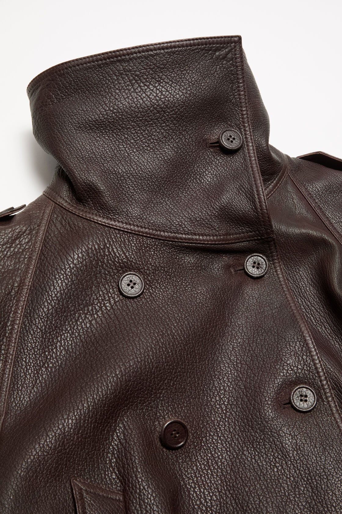 Acne Studios Cropped leather trench coat - Dark brown