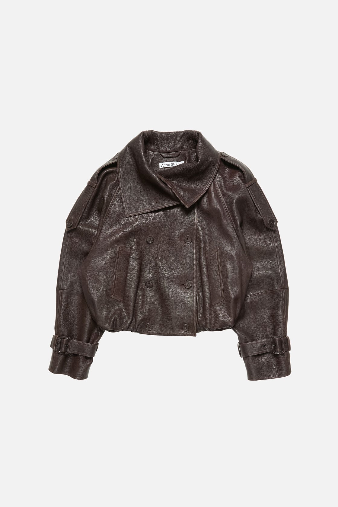 Acne Studios Cropped leather trench coat - Dark brown