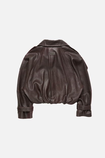 Acne Studios Cropped leather trench coat - Dark brown