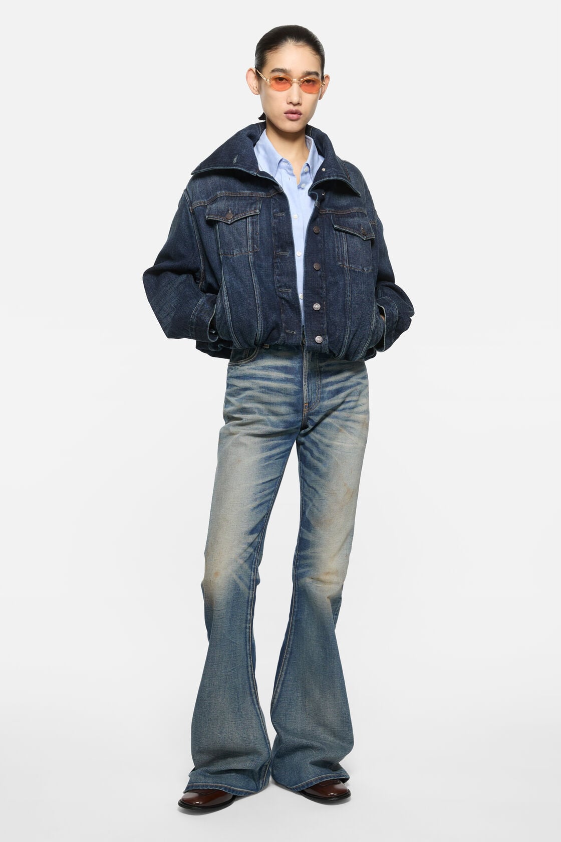 Acne Studios Cropped denim jacket - Dark Blue