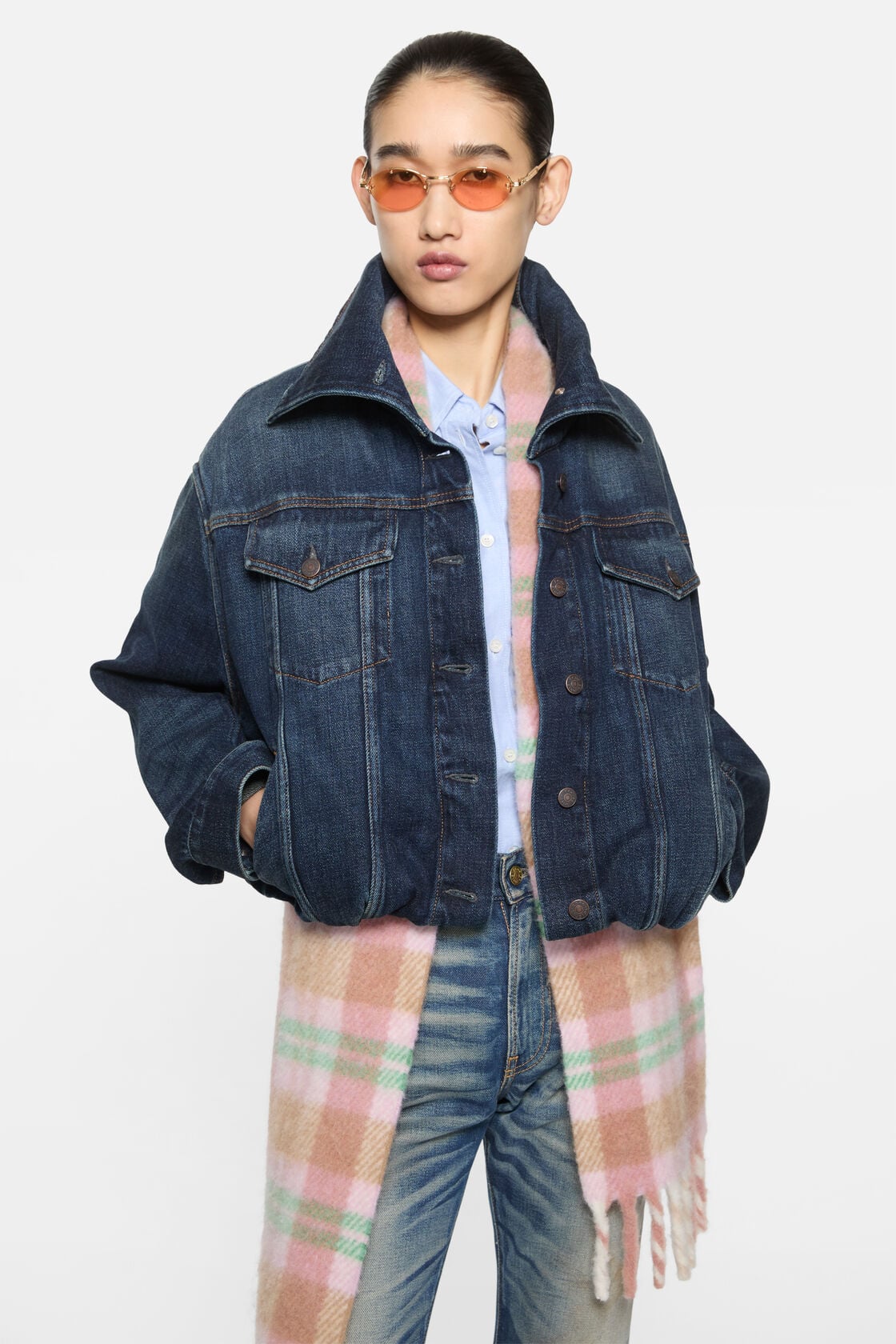 Acne Studios Cropped denim jacket - Dark Blue