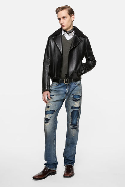 Acne Studios Leather biker jacket - Black